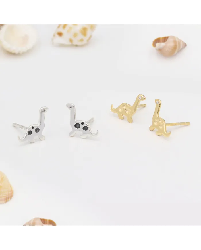 18K Gold Plated Swarovski Crystal Dinosaur Stud Earrings