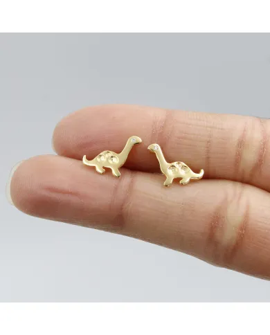 18K Gold Plated Swarovski Crystal Dinosaur Stud Earrings