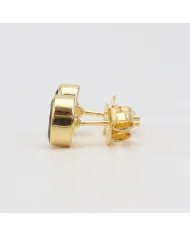 Garnet Stud Earrings, 18k Gold Plated Earrings, Push Back Earrings, January Birthstone, Red Oval Studs, Women's Studs