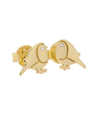 Bird Stud Earrings - Gold Plated 925 Silver Swarovski Crystals Jewelry