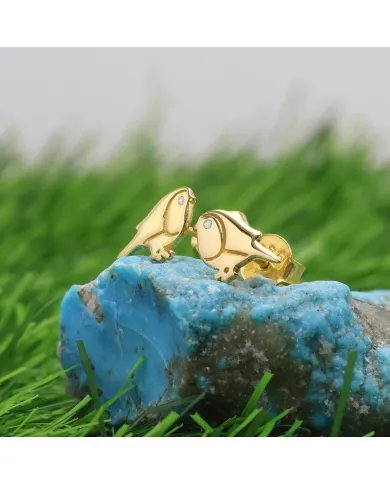 Bird Stud Earrings - Gold Plated 925 Silver Swarovski Crystals Jewelry