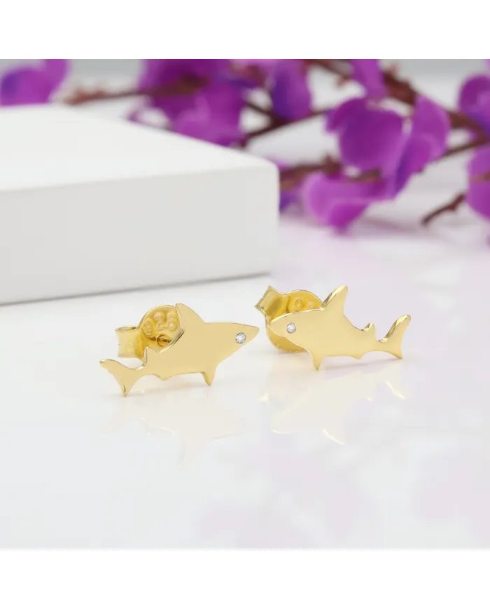 Sark Stud Earrings - Gold Plated 925 Silver Swarovski Crystal Jewelry