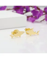 18K Gold Plated Swarovski Crystal Shark Stud Earrings Silver Jewelry