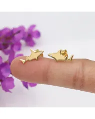 18K Gold Plated Swarovski Crystal Shark Stud Earrings Silver Jewelry
