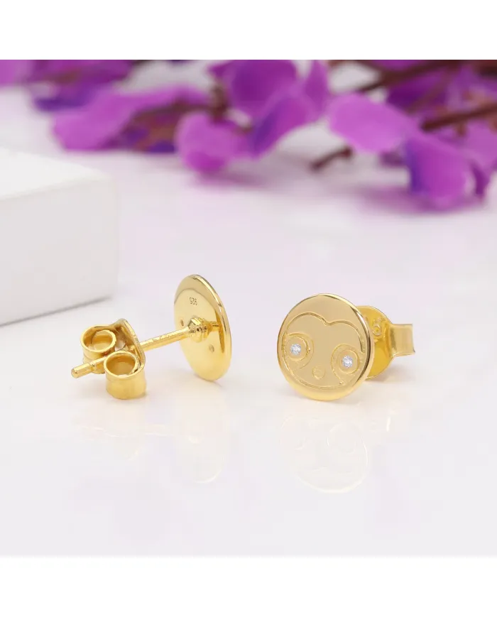 18K Gold Plated Swarovski Crystal Sloth Stud Earrings Silver Jewelry