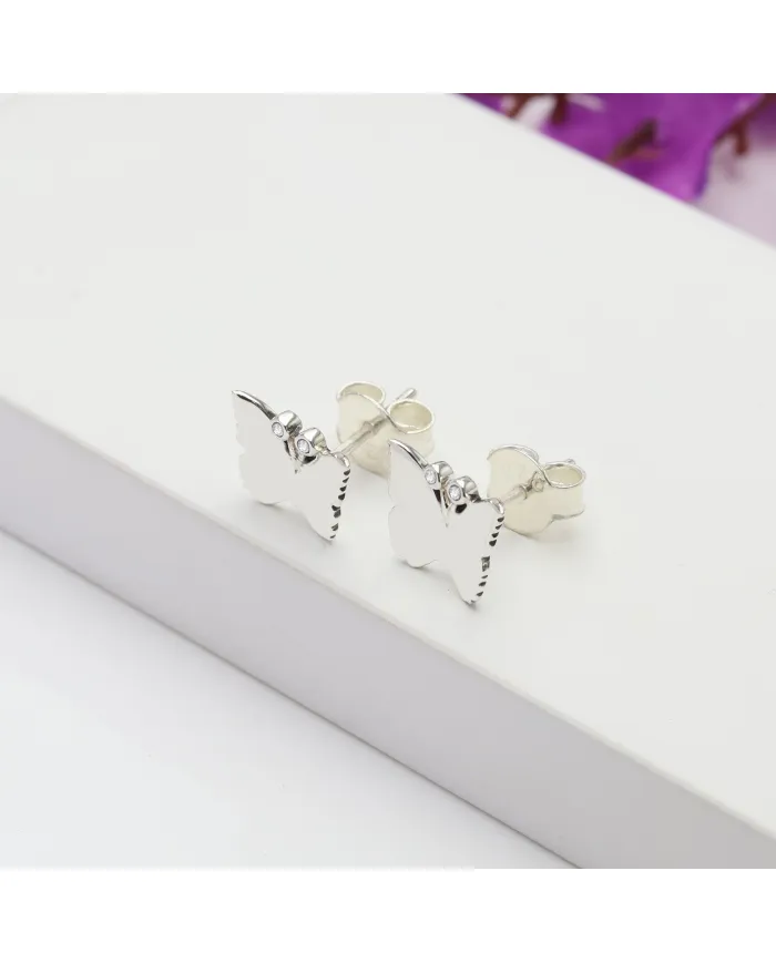 Moissanite Butterfly Stud Earrings – 925 Sterling Silver Tiny Jewelry