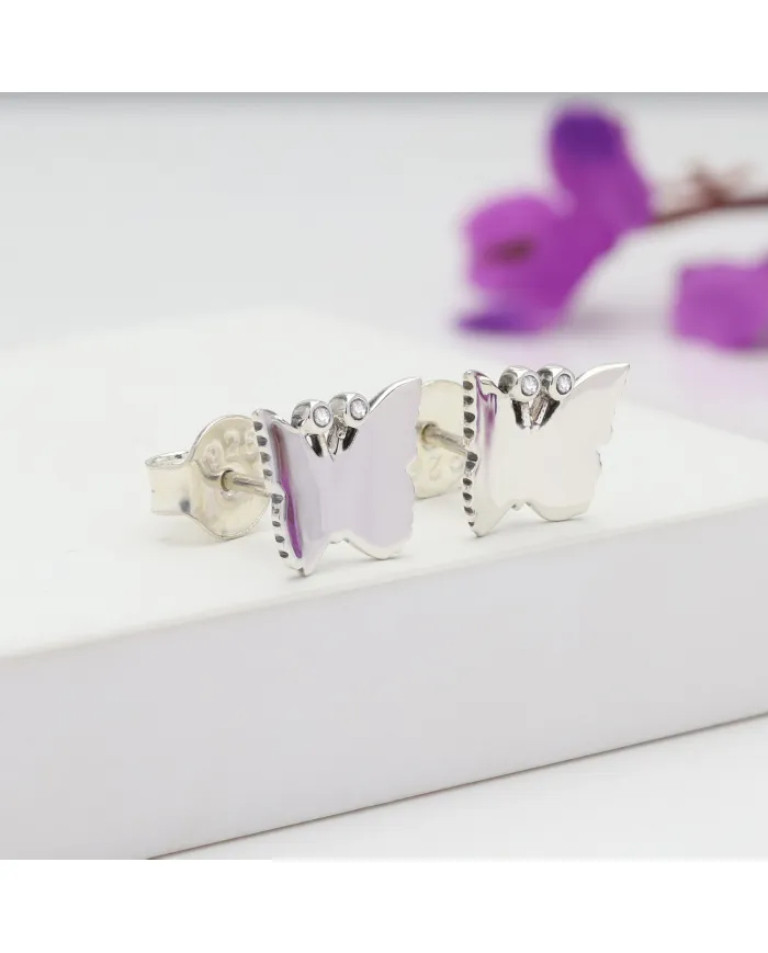 Moissanite Butterfly Stud Earrings – 925 Sterling Silver Tiny Jewelry