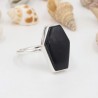 Coffin Ring, Black Onyx Ring, 925 Sterling Silver Ring, Hexagon Ring, Statement Ring, December Birthstone, Dainty Ring for Women