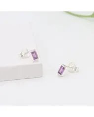 Amethyst Stud Earrings - 925 Sterling Silver Jewelry