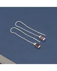 Garnet Dangle Earrings, Sterling Silver Earrings, Box Chain With Hook Earrings, Handmade Jewelry for Women
