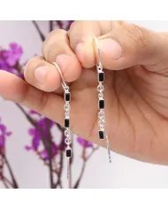 Black Onyx Earrings, 925 Sterling Silver, Handmade Dangle Earrings for women