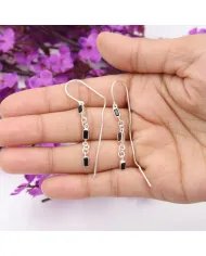 Black Onyx Earrings, 925 Sterling Silver, Handmade Dangle Earrings for women