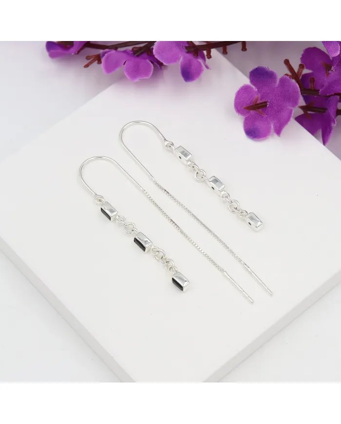 Black Onyx Earrings, 925 Sterling Silver, Handmade Dangle Earrings for women