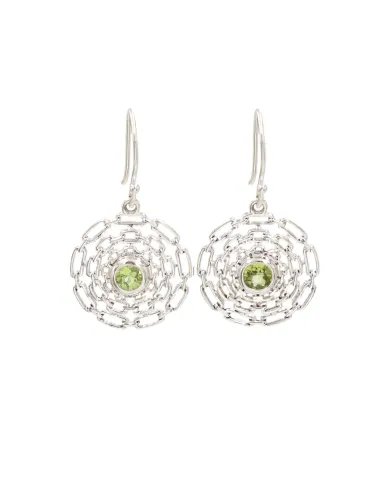 Natural Peridot Flower Earrings - 925 Sterling Silver Handmade Jewelry