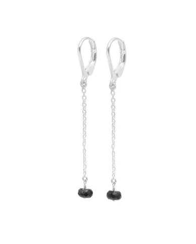 Black Onyx Dangle Earrings, Sterling Silver Earrings for Women, Link Chain Dangle Earrings, Natural Gemstone Jewelry