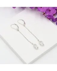 Herkimar Daimond Dangle Earrings, Sterling Silver Earrings for Women, Link Chain Dangle Earrings, Natural Gemstone Jewelry