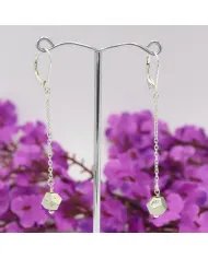 Pyrite Dangle Earrings, Sterling Silver Earrings for Women, Link Chain Dangle Earrings, Natural Gemstone Jewelry