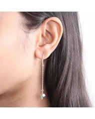 Pyrite Dangle Earrings, Sterling Silver Earrings for Women, Link Chain Dangle Earrings, Natural Gemstone Jewelry