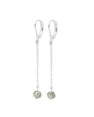 Herkimer Diamond Chain Earrings - 925 Sterling Silver Gemstone Beads