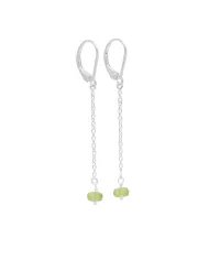Peridot Dangle Earrings, Sterling Silver Earrings for Women, Link Chain Dangle Earrings, Natural Gemstone Jewelry