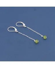 Peridot Dangle Earrings, Sterling Silver Earrings for Women, Link Chain Dangle Earrings, Natural Gemstone Jewelry