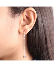 Labradorite Dangle Earrings, Sterling Silver Earrings for Women, Link Chain Dangle Earrings, Natural Gemstone Jewelry