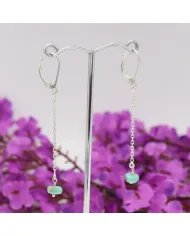 Arizona Turquoise Dangle Earrings, Sterling Silver Earrings for Women, Link Chain Dangle Earrings, Natural Gemstone Jewelry