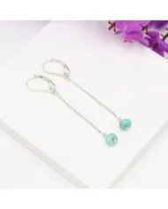Arizona Turquoise Dangle Earrings, Sterling Silver Earrings for Women, Link Chain Dangle Earrings, Natural Gemstone Jewelry