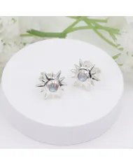 Natural Rainbow Moonstone Studs – Handmade Sterling Silver Earrings for Her