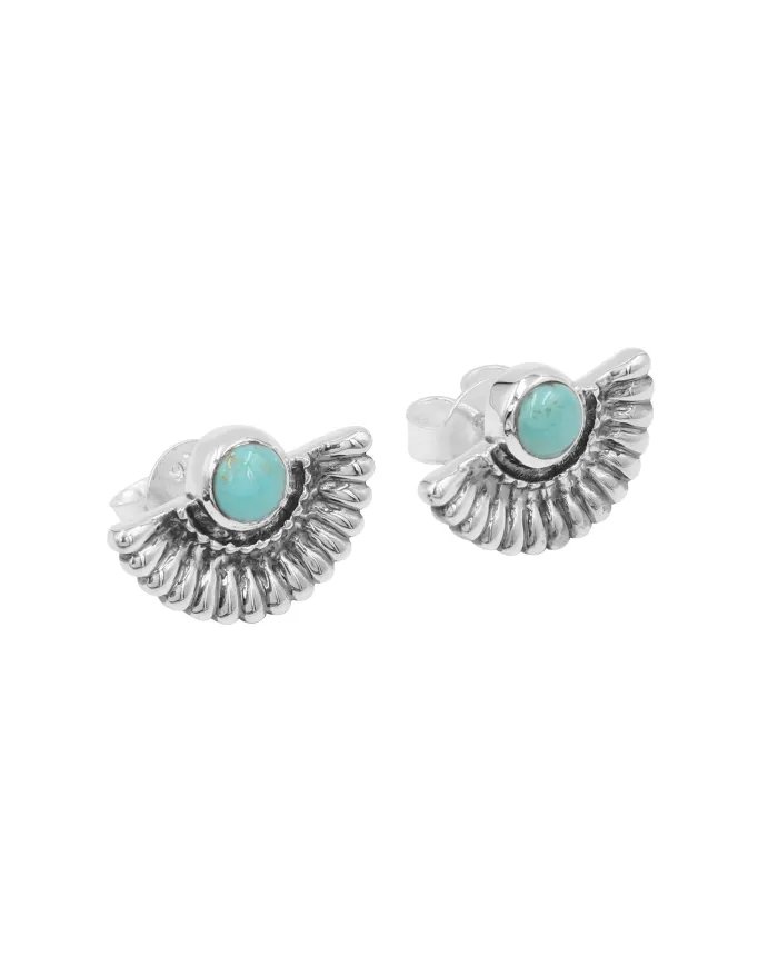 Natural Arizona Turquoise Sterling Silver Stud Earrings for Women