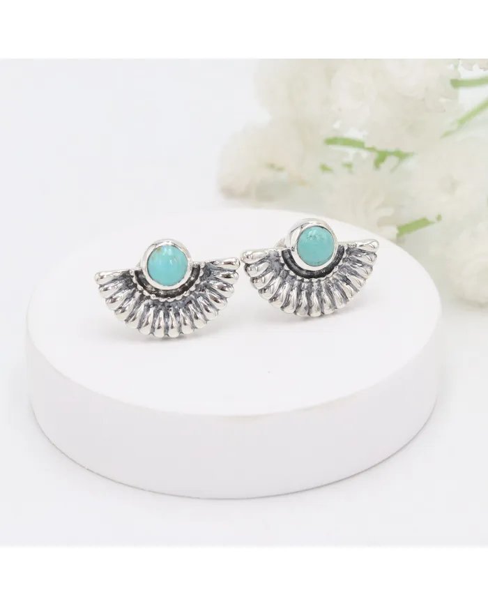 Natural Arizona Turquoise Sterling Silver Stud Earrings for Women