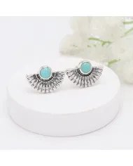 Natural Arizona Turquoise Sterling Silver Stud Earrings for Women