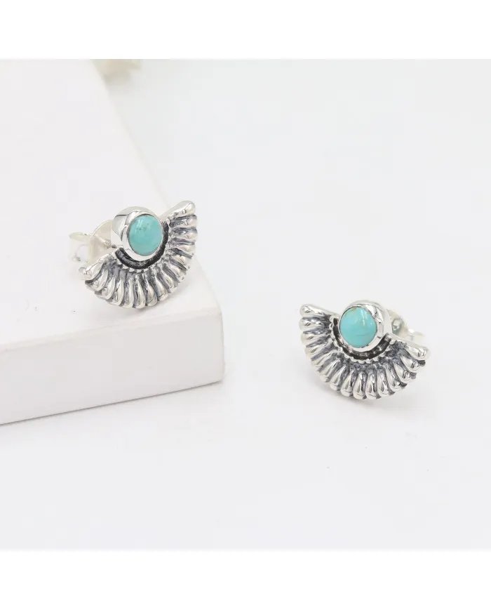 Natural Arizona Turquoise Sterling Silver Stud Earrings for Women