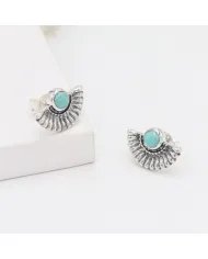 Natural Arizona Turquoise Sterling Silver Stud Earrings for Women