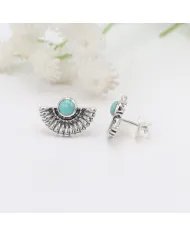 Natural Arizona Turquoise Sterling Silver Stud Earrings for Women