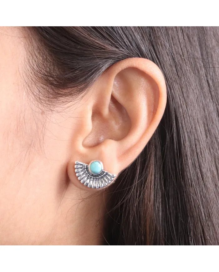 Natural Arizona Turquoise Sterling Silver Stud Earrings for Women
