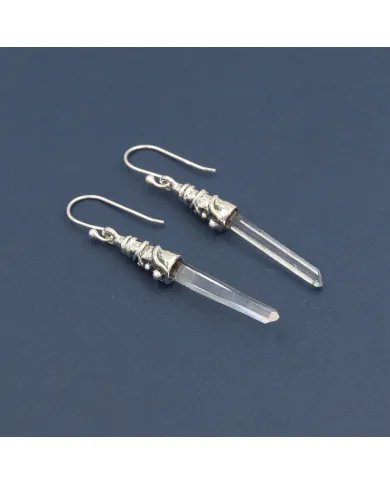 Natural Lemurian Quartz Drop Earrings – Sterling Silver Handmade Jewelry for Women