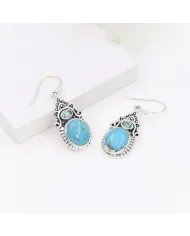 Arizona Turquoise Dangle Earrings, Sterling Silver Earrings, Handmade Dangle Earrings For Women