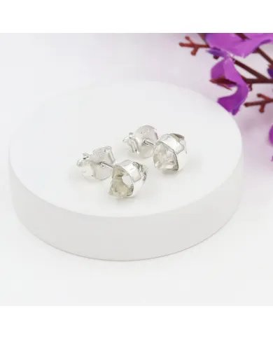 Herkimer Diamond Stud Earrings, Sterling Silver Earrings for Women, Natural Gemstone Jewelry