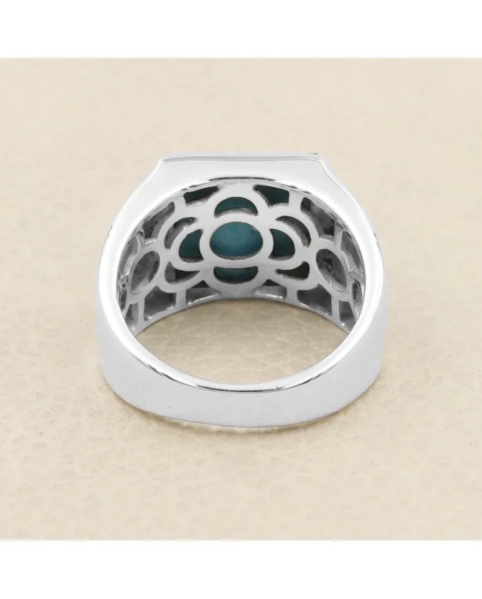 Arizona Turquoise Ring - 925 Sterling Silver December Birthstone Cushion Shape Ring for Men