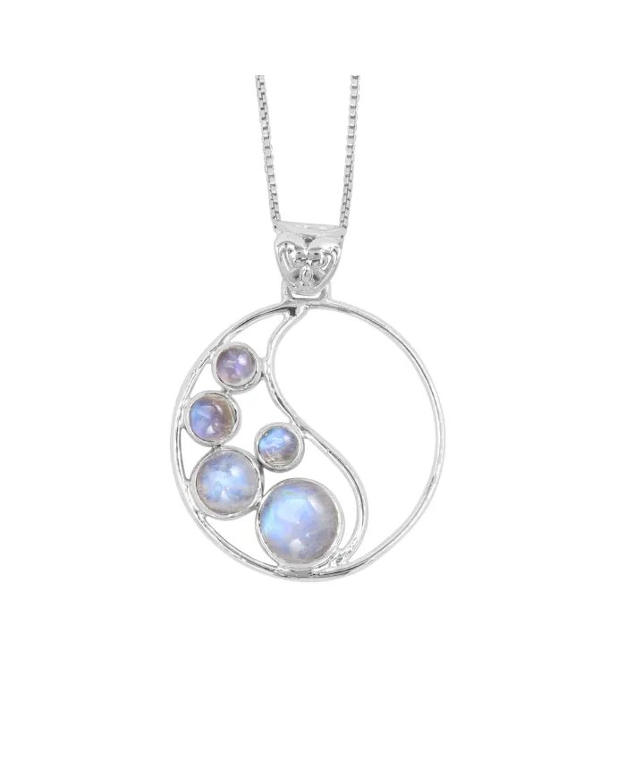 Rainbow Moonstone Pendant - 925 Sterling Silver Minimalist Necklace