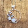 Rainbow Moonstone Pendant, Sterling Silver Necklace, June Birthstone, Genuine Moonstone Necklace, Round Dainty Pendant for Love