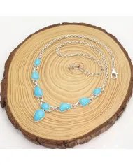 Natural Arizona Turquoise Collar Necklace - 925 Sterling Silver Jewelry