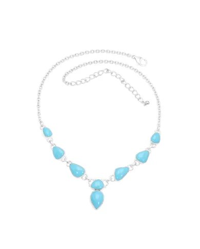 Natural Arizona Turquoise Necklace - Sterling Silver Collar Necklace Handmade Jewelry for Her