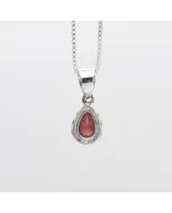 Garnet Pendant Necklace - Sterling Silver Necklace Handmade Minimalist Pendant January Birthstone Pendant for Women