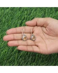 Citrine Earrings, Sterling Silver Earrings, Round Earrings, Ear Wire Earrings, November Birthstone, Vintage Earrings for Women