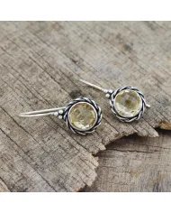 Citrine Earrings, Sterling Silver Earrings, Round Earrings, Ear Wire Earrings, November Birthstone, Vintage Earrings for Women