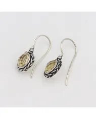 Citrine Earrings, Sterling Silver Earrings, Round Earrings, Ear Wire Earrings, November Birthstone, Vintage Earrings for Women