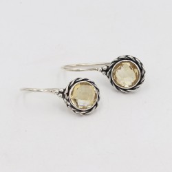 Citrine Earrings, Sterling Silver Earrings, Round Earrings, Ear Wire Earrings, November Birthstone, Vintage Earrings for Women