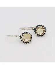 Citrine Earrings, Sterling Silver Earrings, Round Earrings, Ear Wire Earrings, November Birthstone, Vintage Earrings for Women
